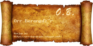 Orr Berengár névjegykártya